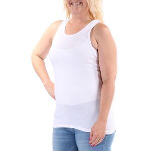 KNOCKER Womens White Sleeveless Scoop Neck Top Size: L